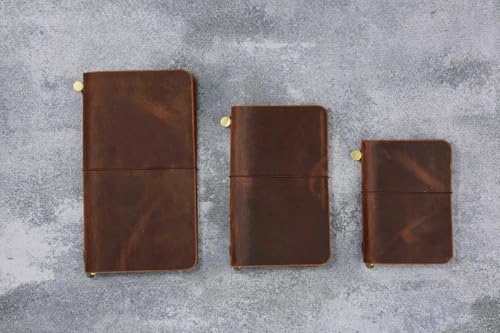 トラベラーズノート 本革 パスポートサイズ レギュラーサイズ メモ帳 旅日誌 手帳 リフィル3冊付き カード収納 旅行手帳 日記帳 スケジュール帳 V01-LM05C (パスポートサイズ)